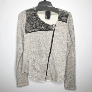 Anthropologie Dolan‎ Lace Panel Gray Zip Up jacket